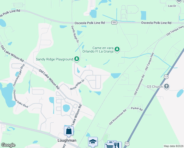 map of restaurants, bars, coffee shops, grocery stores, and more near 1893 Royal Ridge Drive in Davenport