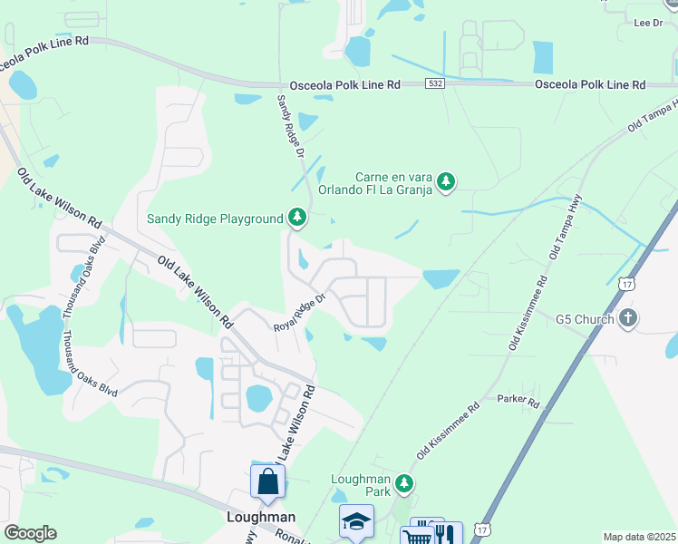 map of restaurants, bars, coffee shops, grocery stores, and more near 1893 Royal Ridge Drive in Davenport
