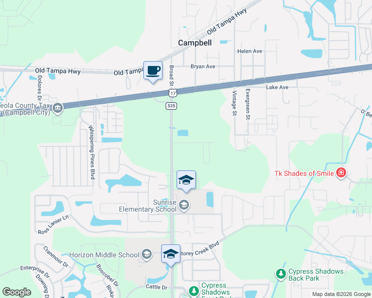 map of restaurants, bars, coffee shops, grocery stores, and more near 4414-4648 Anderson Road in Kissimmee