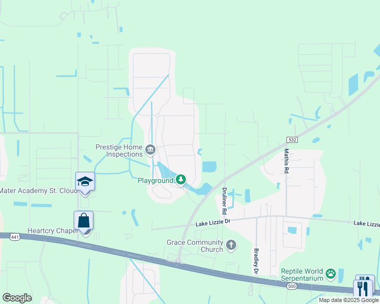 map of restaurants, bars, coffee shops, grocery stores, and more near 5420 Avebury Lane in St. Cloud