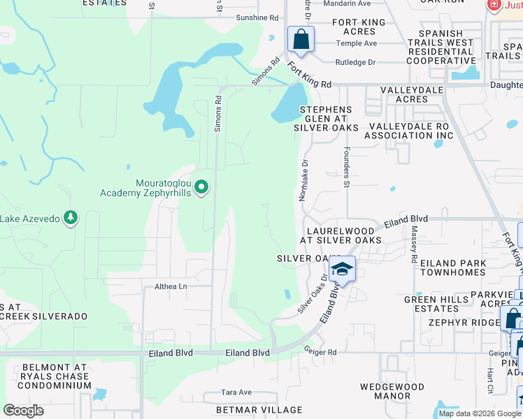 map of restaurants, bars, coffee shops, grocery stores, and more near 6533 Brentwood Drive in Zephyrhills