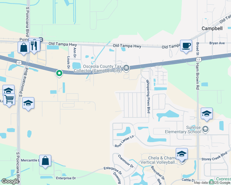 map of restaurants, bars, coffee shops, grocery stores, and more near 4799 Blue Spruce Avenue in Kissimmee