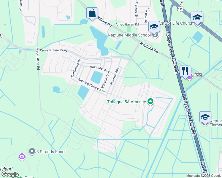 map of restaurants, bars, coffee shops, grocery stores, and more near 1815 Flourish Avenue in Kissimmee