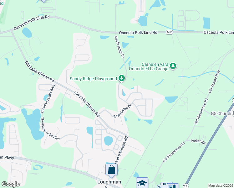 map of restaurants, bars, coffee shops, grocery stores, and more near 959 Sandy Ridge Drive in Davenport