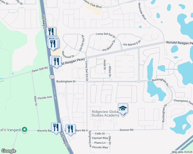 map of restaurants, bars, coffee shops, grocery stores, and more near 568 Rosselli Boulevard in Davenport