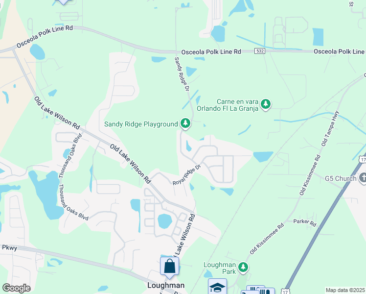 map of restaurants, bars, coffee shops, grocery stores, and more near 958 Sandy Ridge Drive in Davenport