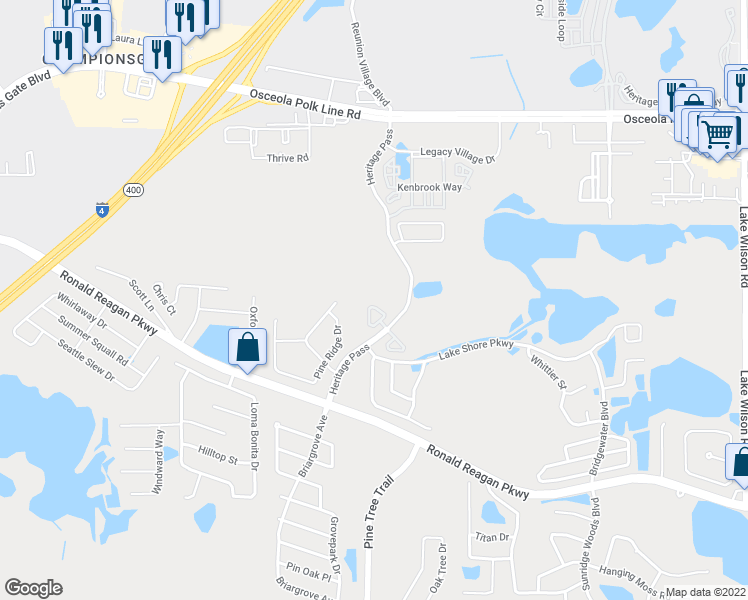 map of restaurants, bars, coffee shops, grocery stores, and more near 336 Monroe Circle in Davenport