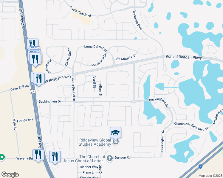 map of restaurants, bars, coffee shops, grocery stores, and more near 5630 Hamlin Close Road in Davenport