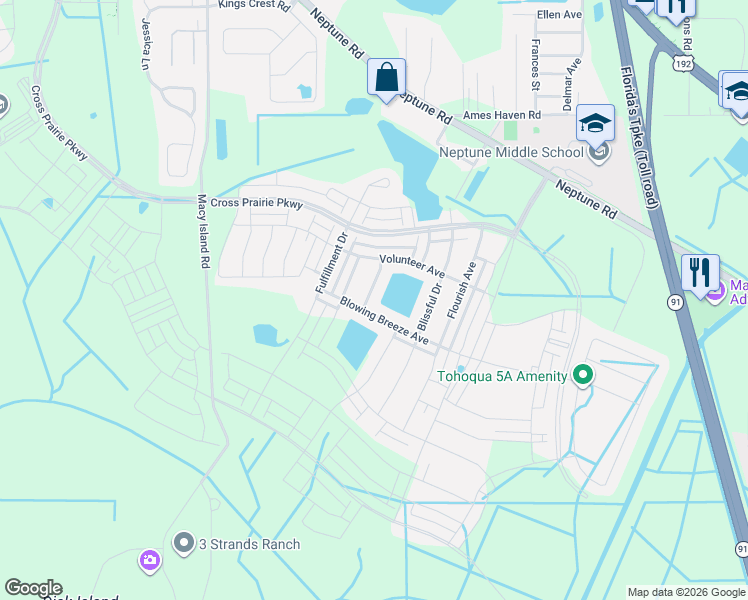 map of restaurants, bars, coffee shops, grocery stores, and more near 1783 Smarts Rule Street in Kissimmee