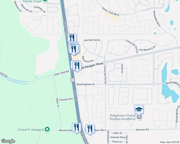 map of restaurants, bars, coffee shops, grocery stores, and more near 1011 Champions Ridge Drive in CHAMPIONS GT