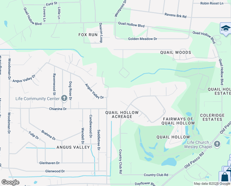 map of restaurants, bars, coffee shops, grocery stores, and more near 6608 Angus Valley Drive in Zephyrhills