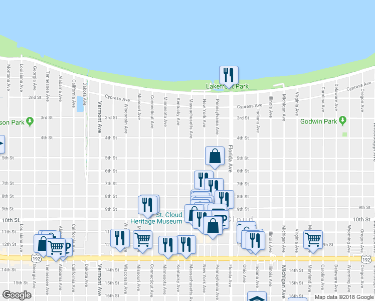 map of restaurants, bars, coffee shops, grocery stores, and more near 426 Massachusetts Avenue in St. Cloud