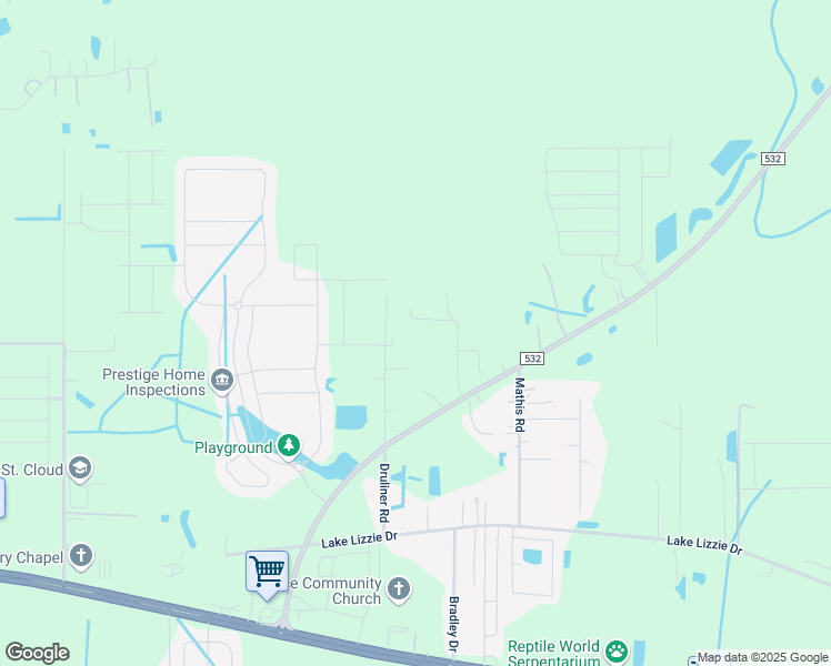 map of restaurants, bars, coffee shops, grocery stores, and more near 1775 Druliner Road in St. Cloud