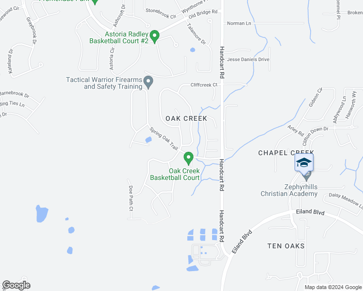 map of restaurants, bars, coffee shops, grocery stores, and more near 6350 Pine Springs Drive in Wesley Chapel