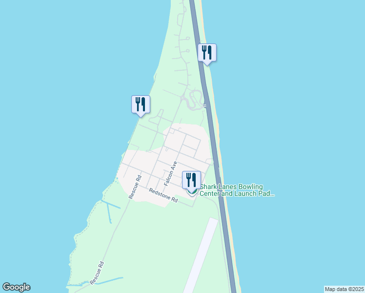 map of restaurants, bars, coffee shops, grocery stores, and more near 619 Spacelift Avenue in Patrick Air Force Base