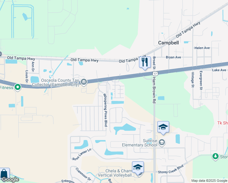 map of restaurants, bars, coffee shops, grocery stores, and more near 99 Mars Lane in Kissimmee