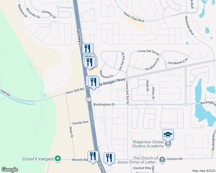 map of restaurants, bars, coffee shops, grocery stores, and more near 6528 Ronald Reagan Pkwy in Davenport