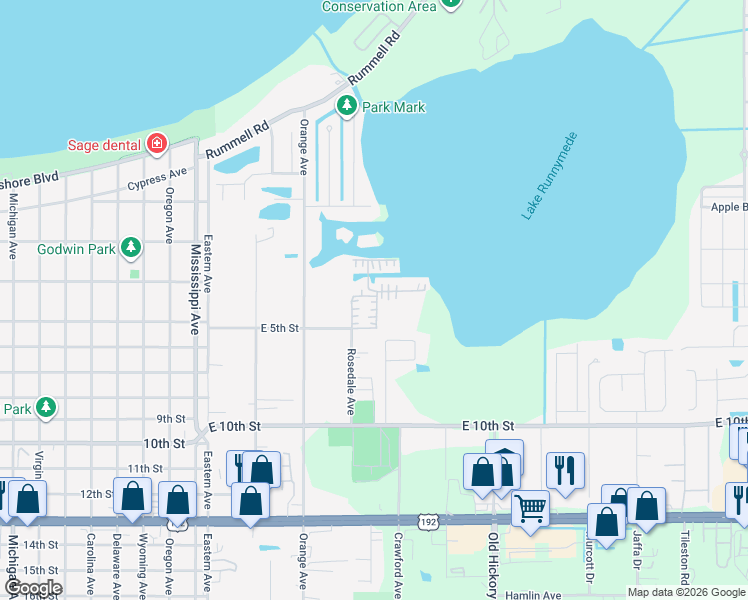 map of restaurants, bars, coffee shops, grocery stores, and more near 325 Rosedale Avenue in St. Cloud