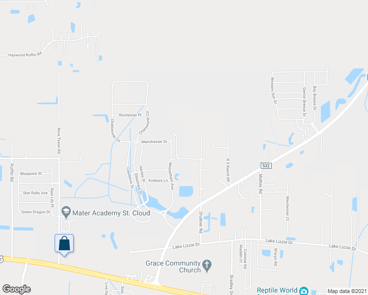 map of restaurants, bars, coffee shops, grocery stores, and more near 1770 Druliner Road in St. Cloud