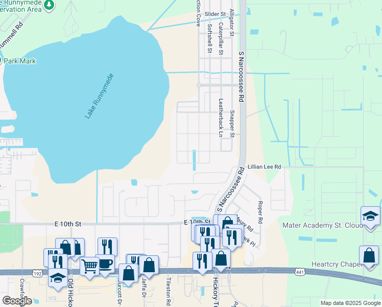 map of restaurants, bars, coffee shops, grocery stores, and more near 1729 Sunfish Street in St. Cloud