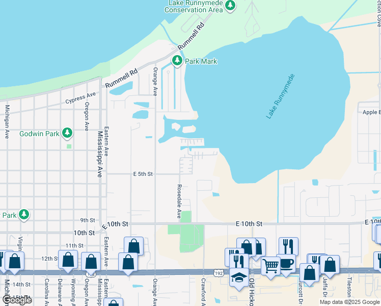 map of restaurants, bars, coffee shops, grocery stores, and more near Sam-Pan Way in St. Cloud