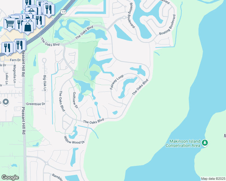 map of restaurants, bars, coffee shops, grocery stores, and more near 1958 Fairway Loop in Kissimmee