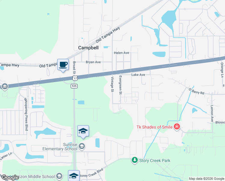 map of restaurants, bars, coffee shops, grocery stores, and more near 1704 Vintage Street in Kissimmee