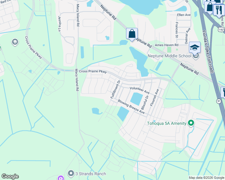 map of restaurants, bars, coffee shops, grocery stores, and more near 1875 Good Neighbor Loop in Kissimmee