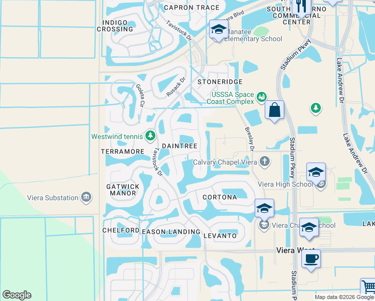 map of restaurants, bars, coffee shops, grocery stores, and more near 3212 Candia Drive in Melbourne
