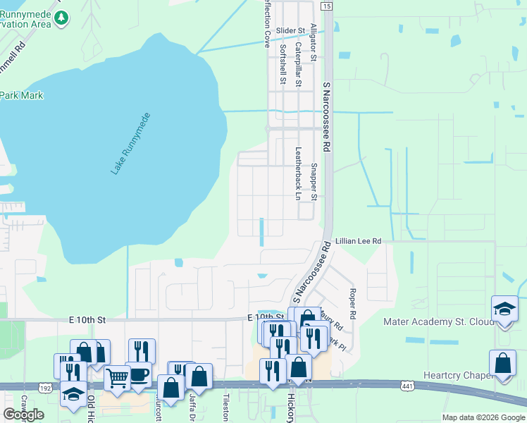 map of restaurants, bars, coffee shops, grocery stores, and more near 1729 Sunfish Street in St. Cloud