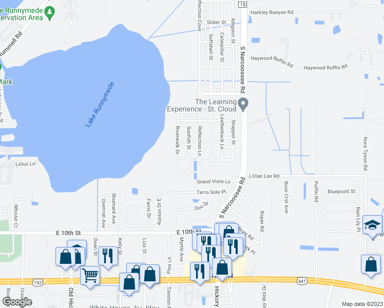 map of restaurants, bars, coffee shops, grocery stores, and more near 1731 Sunfish Street in Saint Cloud