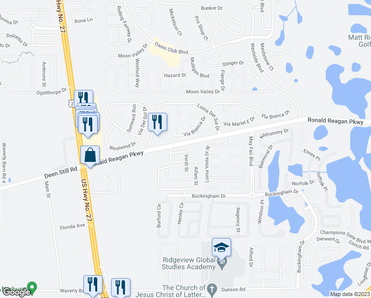 map of restaurants, bars, coffee shops, grocery stores, and more near 174 Verdi Street in Davenport