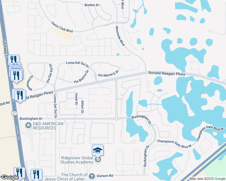 map of restaurants, bars, coffee shops, grocery stores, and more near 5501 Loma Vista Drive East in Davenport