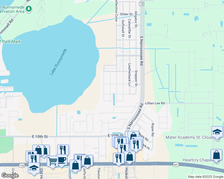 map of restaurants, bars, coffee shops, grocery stores, and more near 1729 Sunfish Street in St. Cloud