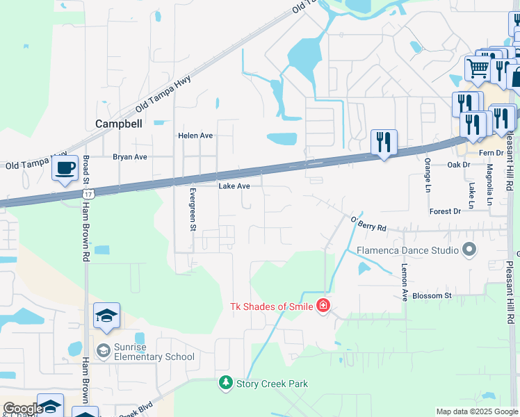 map of restaurants, bars, coffee shops, grocery stores, and more near 1740 Orange Vista Boulevard in Kissimmee