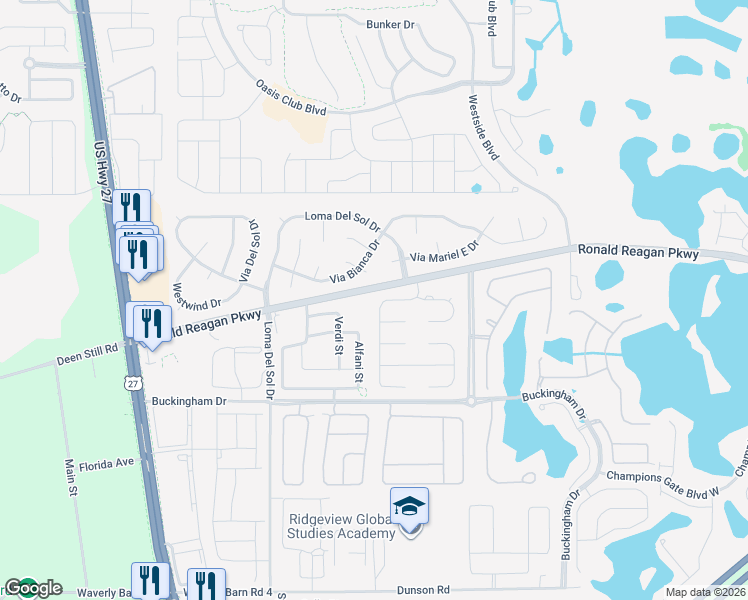 map of restaurants, bars, coffee shops, grocery stores, and more near 5660 Loma Vista Drive East in Davenport