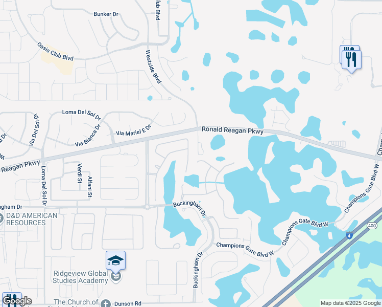 map of restaurants, bars, coffee shops, grocery stores, and more near 745 Kildrummy Drive in Davenport