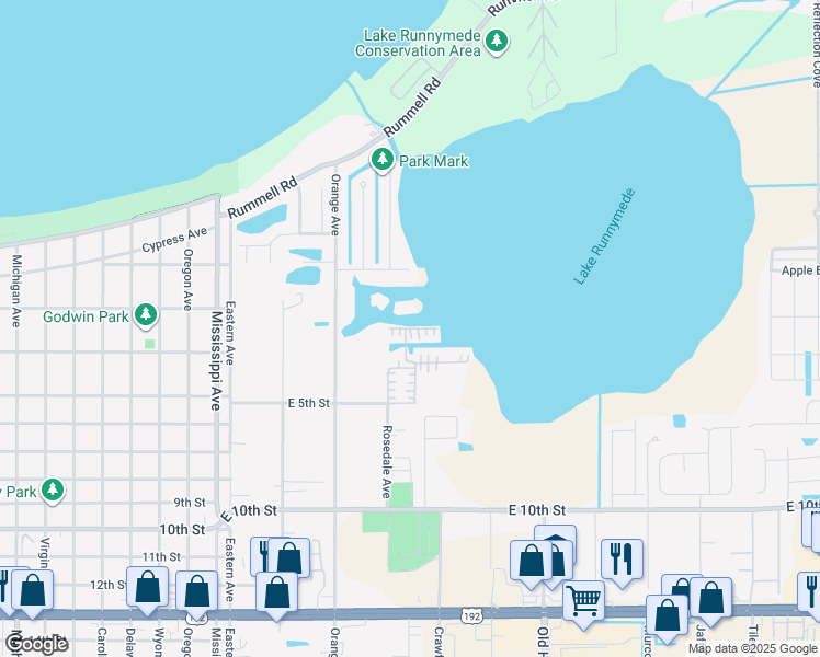 map of restaurants, bars, coffee shops, grocery stores, and more near Sam-Pan Way in St. Cloud