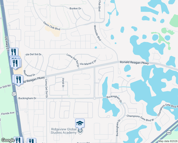 map of restaurants, bars, coffee shops, grocery stores, and more near 5492 Loma Vista Drive East in Davenport