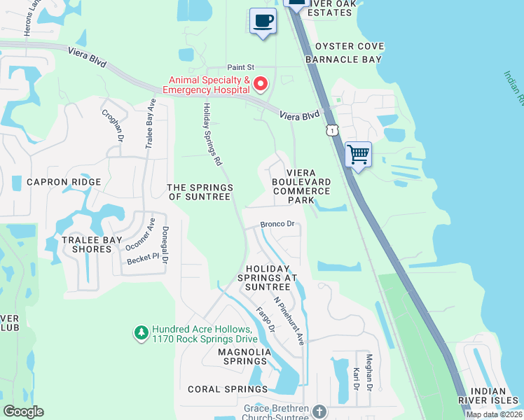 map of restaurants, bars, coffee shops, grocery stores, and more near 1335 Fuji Drive in Melbourne