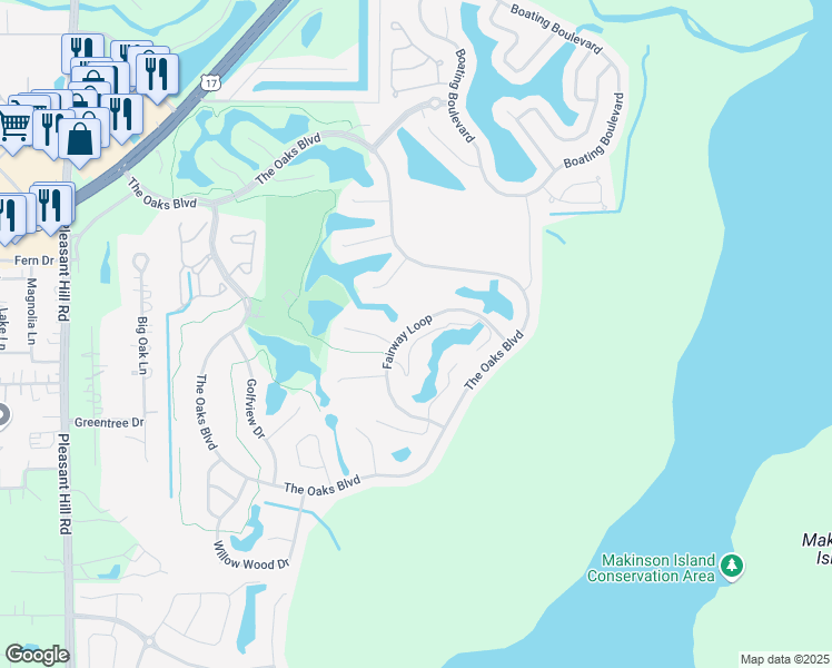 map of restaurants, bars, coffee shops, grocery stores, and more near 1942 Fairway Loop in Kissimmee