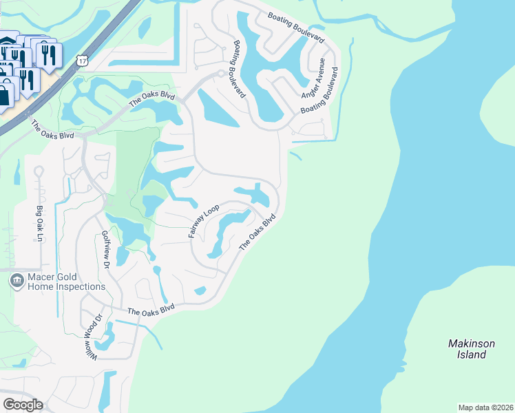 map of restaurants, bars, coffee shops, grocery stores, and more near 1909 Fairway Loop in Kissimmee