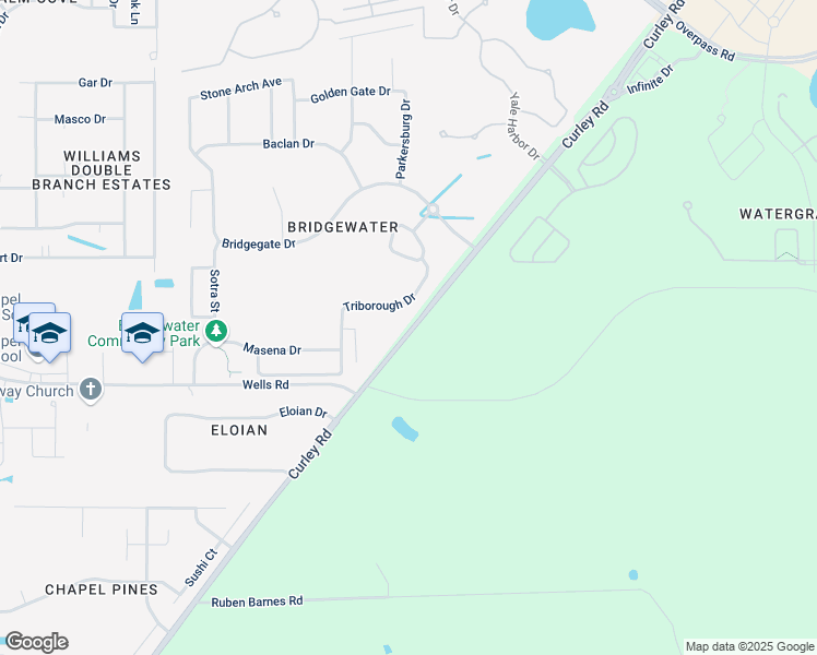 map of restaurants, bars, coffee shops, grocery stores, and more near 6920 Curley Road in Wesley Chapel