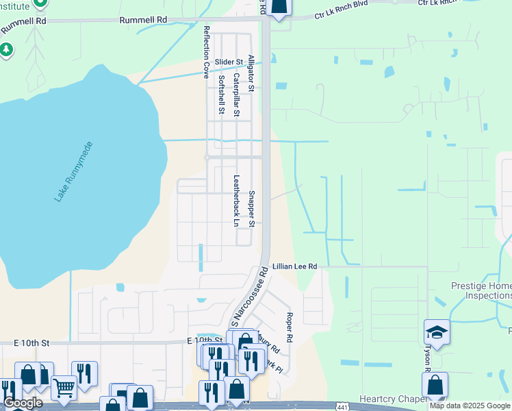 map of restaurants, bars, coffee shops, grocery stores, and more near 1708 Snapper Street in St. Cloud