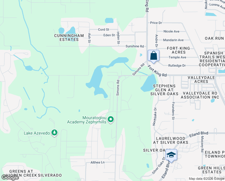 map of restaurants, bars, coffee shops, grocery stores, and more near 6926 Shelby Lynn Way in Zephyrhills