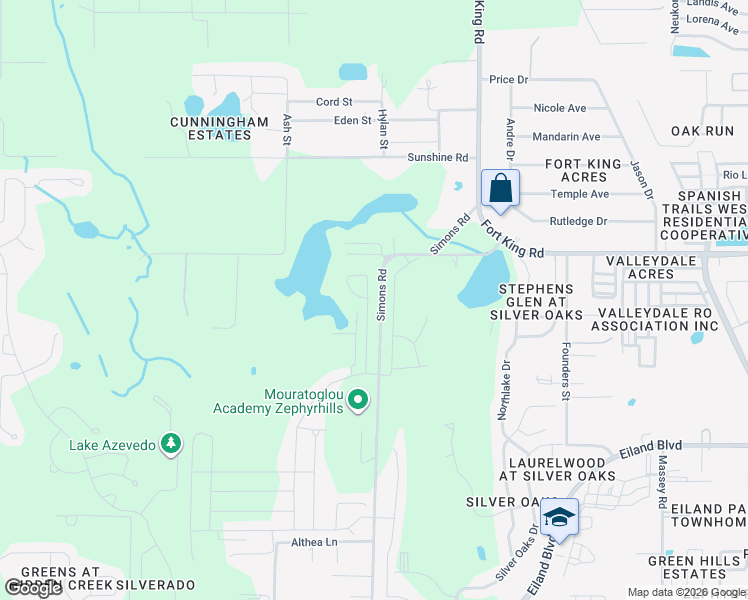 map of restaurants, bars, coffee shops, grocery stores, and more near 6926 Shelby Lynn Way in Zephyrhills