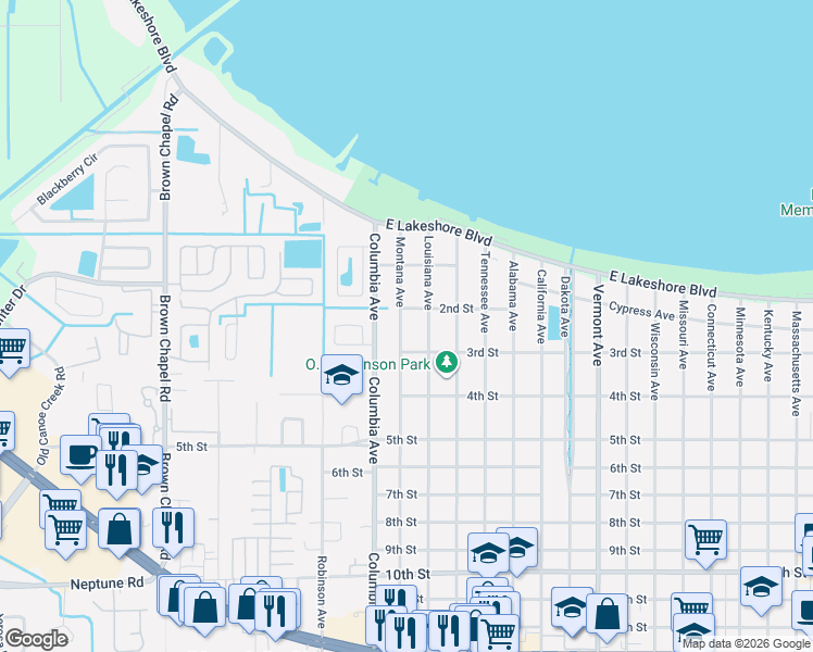 map of restaurants, bars, coffee shops, grocery stores, and more near 233 Montana Avenue in St. Cloud