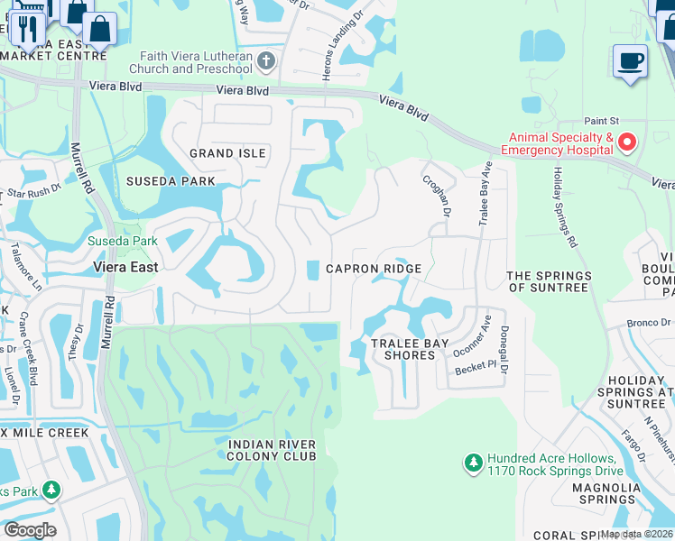 map of restaurants, bars, coffee shops, grocery stores, and more near 1459 Patriot Drive in Melbourne