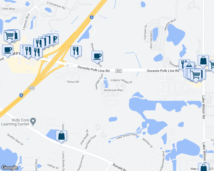map of restaurants, bars, coffee shops, grocery stores, and more near 420 Callawalk Court in Davenport