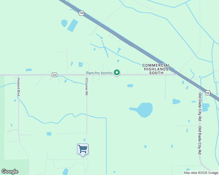 map of restaurants, bars, coffee shops, grocery stores, and more near 44200 County Road 54 East in Kathleen